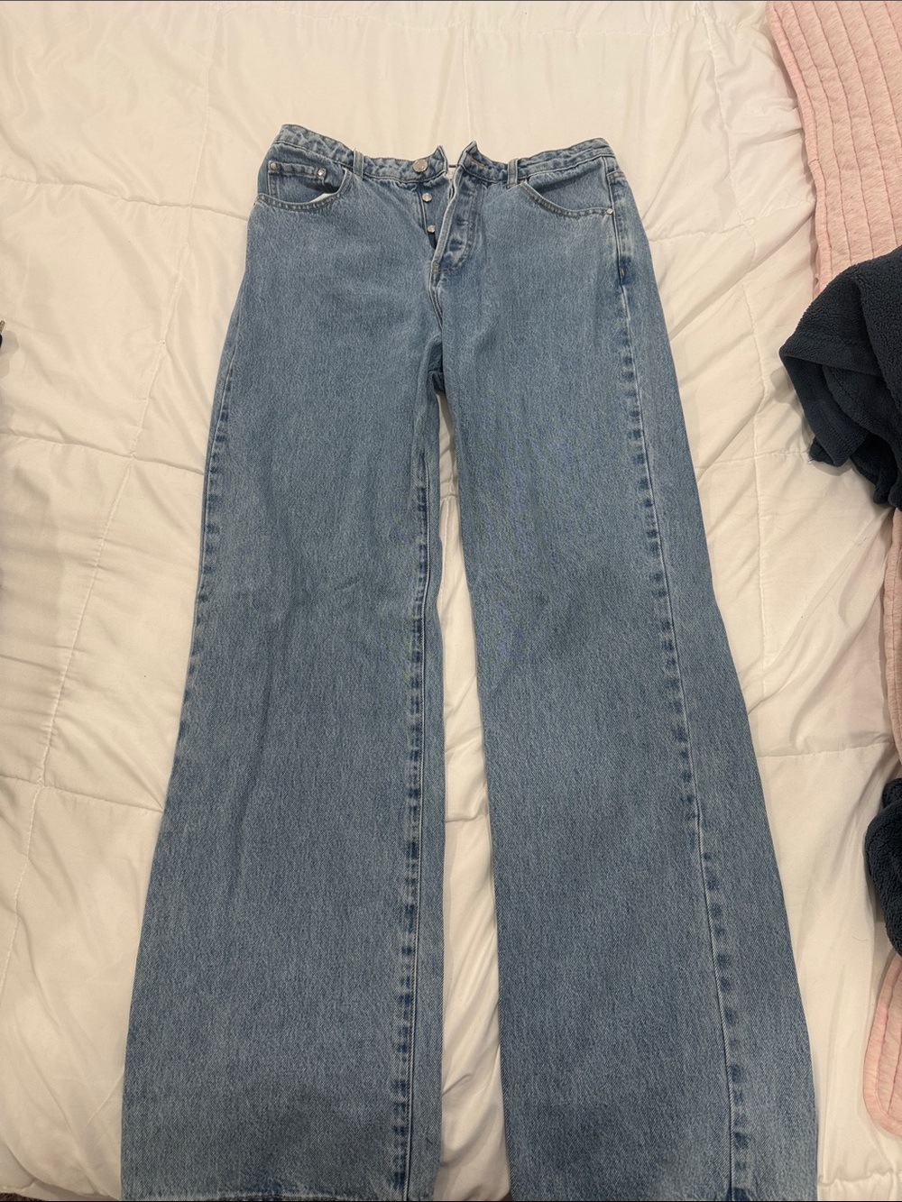 Meshki Light Blue High-Rise Wide Leg Jeans